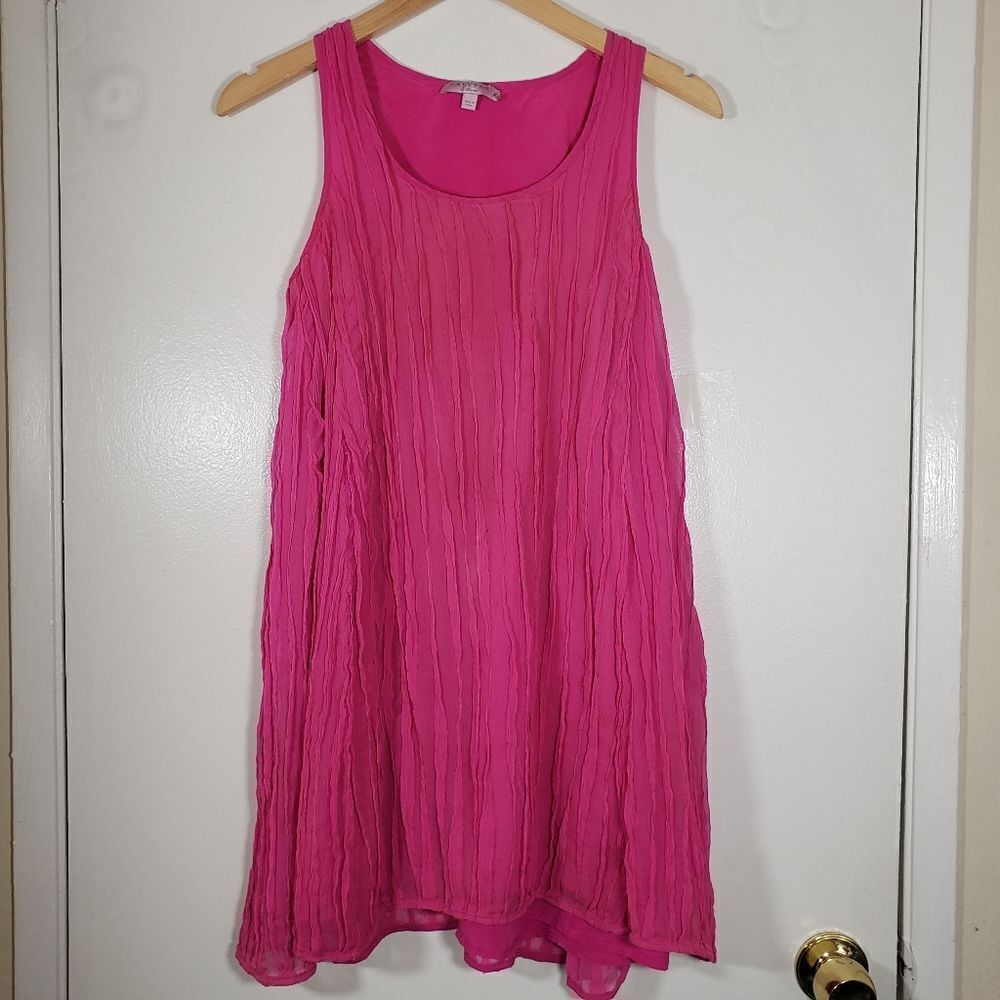 Calypso St. Barth Fuchsia Crinkled Sleeveless Tunic Dress